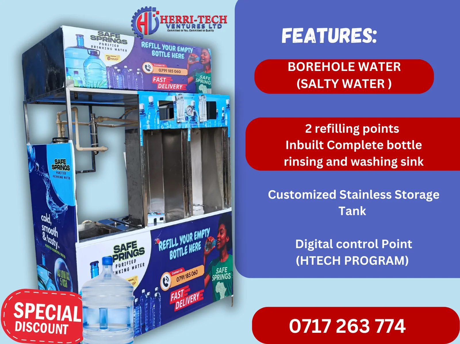 H-Tech 3-in-1 Borehole RO 1000 LPH